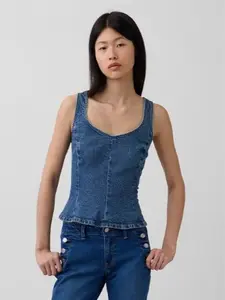 GAP Denim Fitted Peplum Top