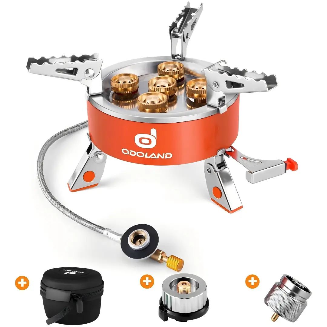 Odoland 9000W Portable Camping Stove Lightweight Camp Stove Collapsible Backpacking Stove with EVA Box for Outdoor Camping Cooking Hiking and Picnic Emergency