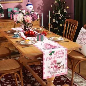 Snowflake Christmas Table Runner, Winter Holiday Decoration, Indoor Outdoor Kitchen Dining Home Decor, Festive Tableware Accessory