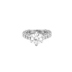 14K Gold 2.00 Carat Round Cut Lab Grown Diamond U Prong Engagement Ring w/ 3D Diamond Prongs