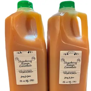 Mangga Natural Strawberry Mango Pineapple Lemonade 64 oz Detox Juice with Fresh Fruits & Herbs, Best Consume Within 3-5 Days, Organic Beverage
