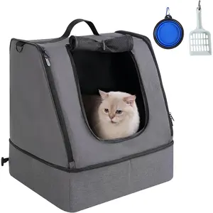 apollo walker Portable Cat Travel Litter Box with Zipped Waterproof Bag,No Collapse with Hard Base Insert at Bottom, No Leakage, No Smell, Easy to Carry, Easy to Use in Hotels