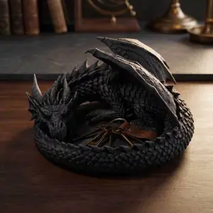 3D Printed Dragon Guardian Jewelry Organizer Vintage Decorative Desktop Trinket Dish for Rings Watches Storage