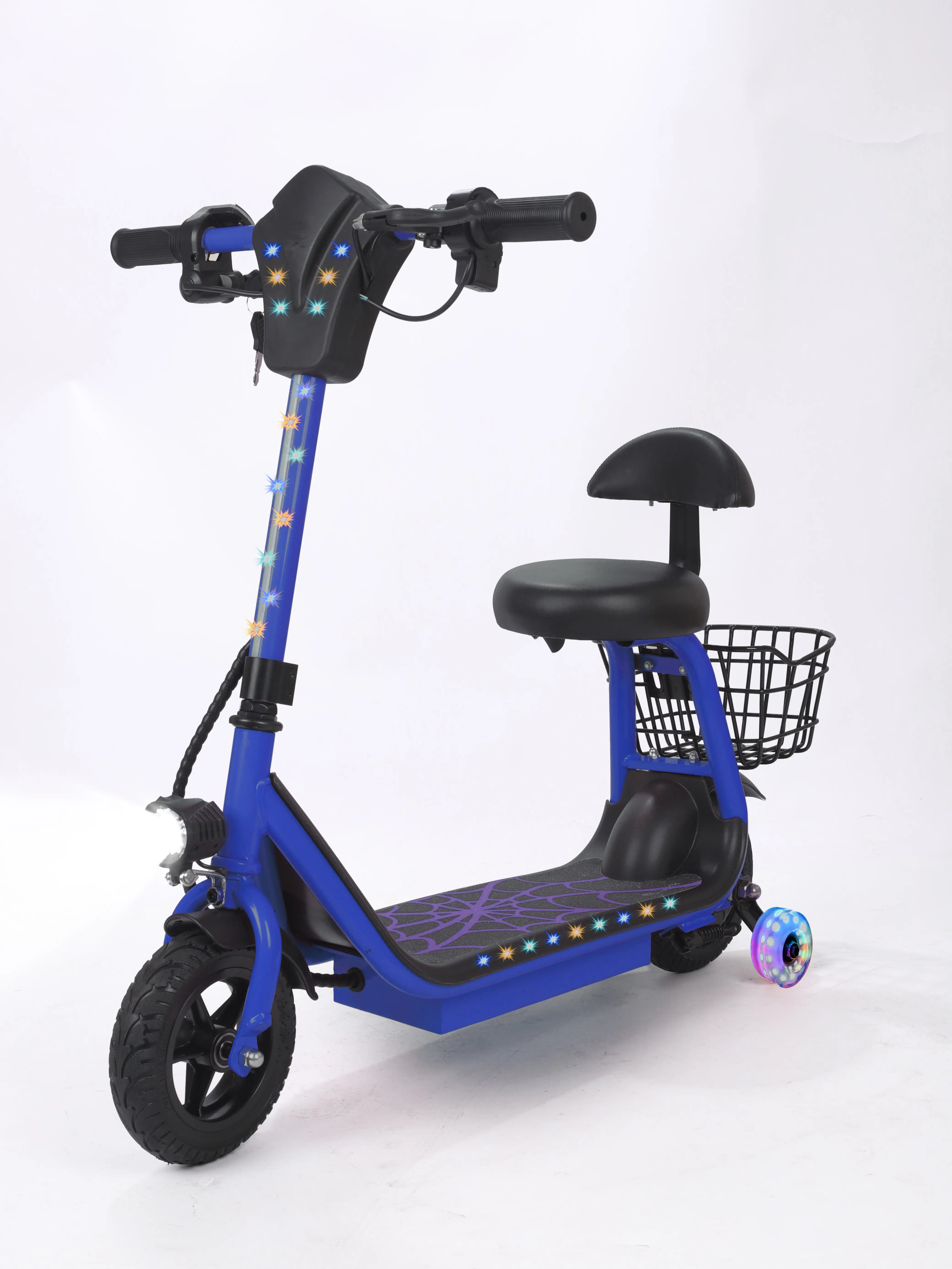 Kids 2-in-1 Electric Scooter (Ages 4-10) - 250W Motor, 12mph Max Speed, 10Miles Range, Removable Seat & Basket, Headlight, Brake Taillight, Smart App Parental Control, Sports & Outdoor Scooter Equipment, Ideal Gift
