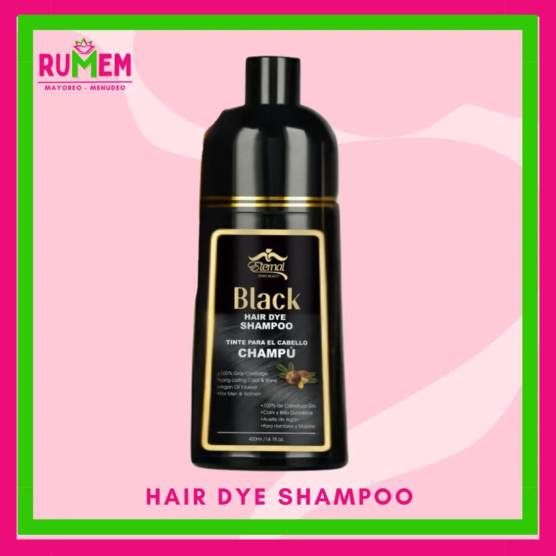 HAIR  DYE SHAMPOO 100% GRAY COVERAGE WITH ARGAN OIL INFUSED