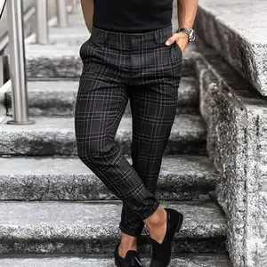 Men's Slim-Fit Plaid Trousers, Tailored for Comfort and Style �� Ideal for Office, Business, or Casual Wear, Perfectly Pairs with Shirts, Tees, or Blazers