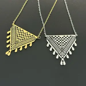 Palestinian Keffiyeh Necklace – Gold or Silver Tatreez Chain | Arabic Jewelry | Palestine Map Necklace. High Quality Palestinian Jewelry & Accessories – Palestine Necklaces for Women & Men, Rings, Keffiyeh Kufiya, Watermelon Charms & Calligraphy Designs –