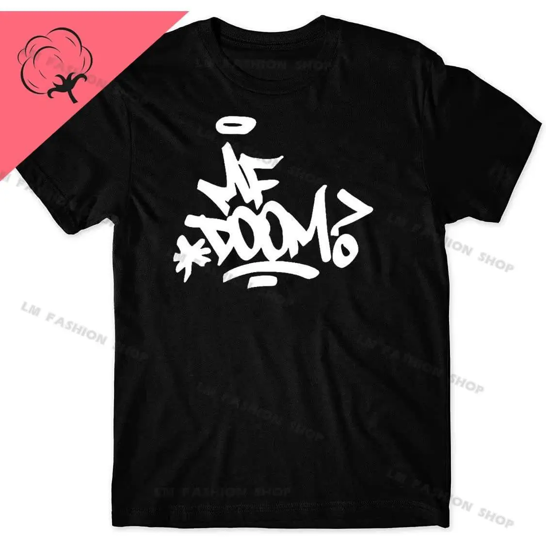 MF Doom T-Shirt Men Shirt Rap Cotton Printed Short Sleeves Hip-Hop Top Tee Black Cotton Tees Tops Tshirts