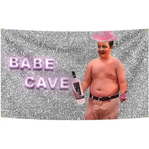 Babe Cave Meme Gibby Funny Man Cave Wall Flag Meme Tapestry Bedroom, Youth Dormitory, Living Room, Wall Decoration 3X5 FT Gift Hanging Printtapestry gifts for boyfriendwall decor flags