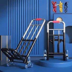 1 HeavyDuty Folding Hand Truck Adjustable Buckle Gear StairClimbing Wheels Portable Lift for Transport Shopping Foldable Luggage Cart