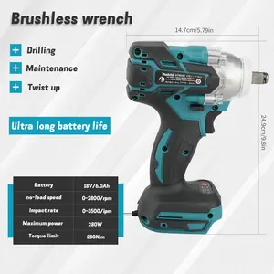 Makita DTW285 brushless rechargeable impact electric wrench 18V high torque lithium battery wrench auto repair tool
