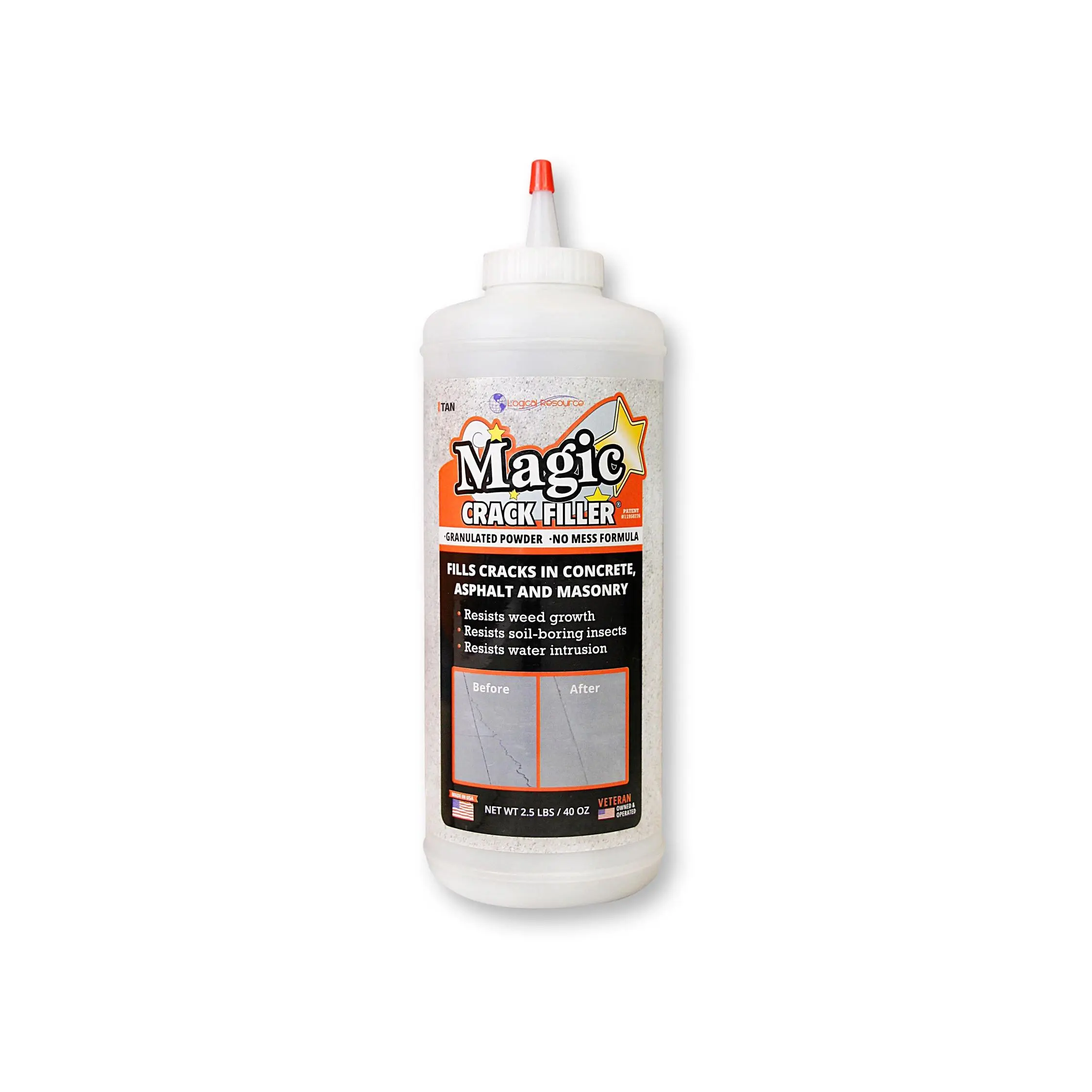 Magic Crack Filler Tan 2.5lb./40 oz. Bottle - Ultimate Solution for Concrete and Masonry Cracks - Easy Application to Keep Surfaces Strong and Lasting!