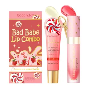 Strawberry Gentle Lip Care Makeup Set, Sweet Strawberry Scented Lip Oil, Lip Color & Hydrating Moisturizing Glossing Lip Balm Moisturizer Combo, Perfect Gift for Women & Girls