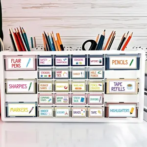 54Pcs Teacher Toolbox Labels Classroom Decoration Self-Adhesive Colorful Toolbox Sticker Tool Box Storage Decal Colorful Organizer Container Decor for Back to School Teacher Supplies