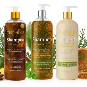 Viral New Herbal Shampoo 1000ml + Conditioner  - With Real Pieces of Rosemary, Cinnamon, Anise, Clove, Aloe, Ginger, & Eucalyptus - Fortalece, Regenera, Acelera Crecimiento – 100% Natural & Handcrafted Aroma Blend