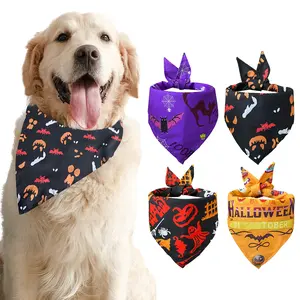 4 Pack Halloween Dog Bandanas,Adjustable Triangle Bibs Pumpkin Dog Bandana Pet Scarf for Small Medium Large Dogs and Cats Halloween Pet Costume Supply gift
