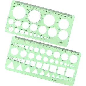 2 Pack Circle Template Measuring Geometry Ruler – Geometric Drawing Stencils, Scale Drafting Rulers & Digital Drawing Set for Office, School & Educational Purpose