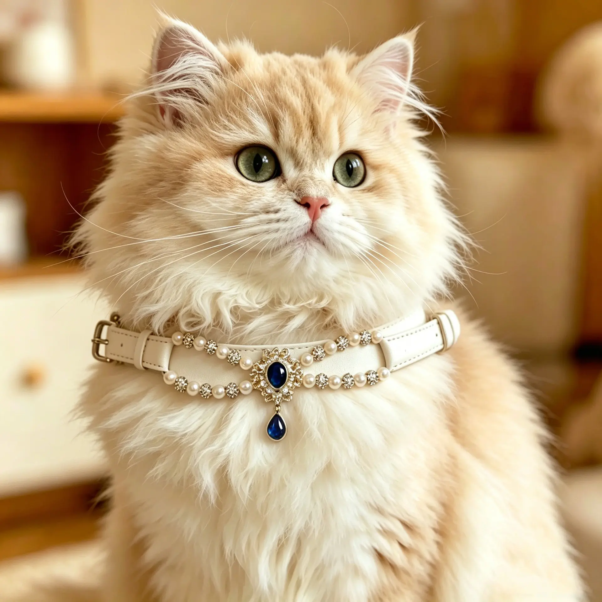 High-quality resin crystal pearl rhinestone decorative pet collar, fade-resistant, adjustable, and durable, featuring a rhinestone pendant, suitable for small, medium, and large cats and dogs