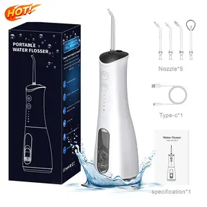 Water Flosser: Portable Wireless Oral Irrigator, 300ml, 5 Nozzles, Multiple Modes, Rechargeable, Oral Irrigator, IPX7 Waterproof, Suitable for Braces Wearers, Oral Plaque Remover, Home & Travel Dental Cleaner