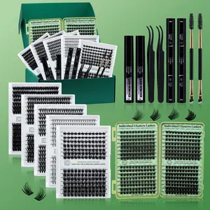 Eyelash Extension Kit, 280-Piece False Eyelash Set with 2 Glues, 2 Eyelash Removers, 2 Tweezers and 2 Brushes, Professional DIY Lash Cluster Eye Makeup Tool, DIY Eyelash Clusters, Eyelashes Extension Kit, Eyelash Cluster Extensions