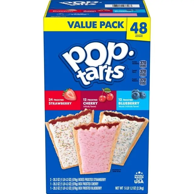 Pop-Tarts Frosted Variety Pack, 48 Count – Strawberry, Cherry & Blueberry Frosted Toaster Pastries Family Pack