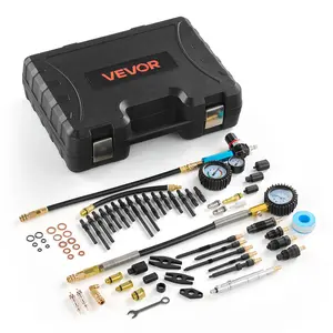 VEVOR Engine Cylinder Compression Tester Kit, 0-700 PSI Pressure Gauge 0-100 PSI Leak Gauge, Automotive Leak Down Tester Kit with 4 Adapters, Pressure Check Leakage Rate Test on Cars, Motorcycles