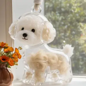 Transparent Pet Memorial Cup, Cute Poodle Dog Shape Ornament, Lightweight Home Office Decor, Durable Plastic Material, Mini Memorial Figurine
