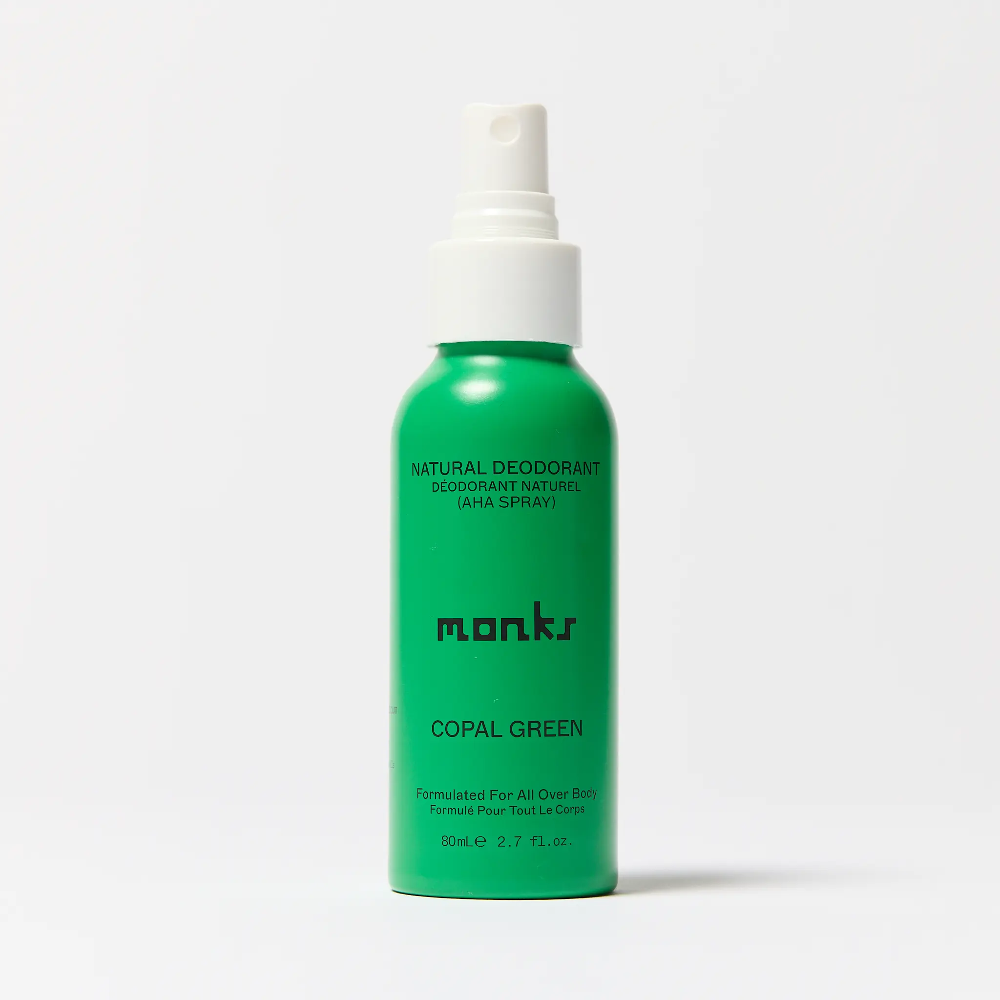 Monks Copal Green - Natural Full-Body Deodorant Spray 100G | Earthy Woody Scent, Organic Ingredients, Non-Toxic, Aloe Vera, Refillable Aluminum Bottle