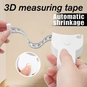 60 Inch 3D Measuring Body Measuring Tape for Fitness, Auto-Retractable Body Measuring Tool for Waist Hip Bust Arms, White