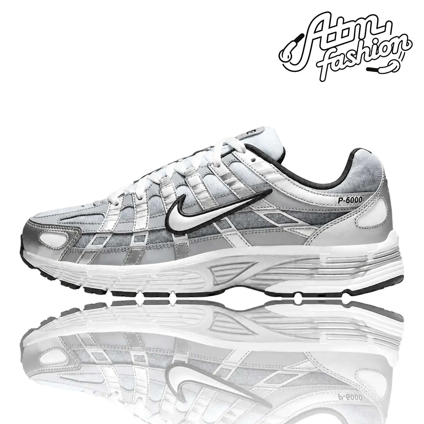 Nike P-6000 Metallic Silver Summit White-Wolf Grey IH4465-095 Youth Authentic Shoes Footwear Sneaker Trainer Comfortable Walking Fashion Trending Gift