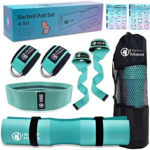 Barbell Pad Set with 2 Ankle Straps for Cable Machines Hip Resistance Band Weight Lifting Straps Thick Cushion Hip-Thrusts Pad with Carry Bag for Squats Bench Press Workout