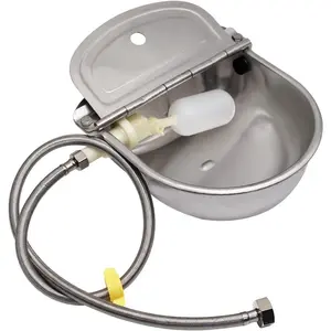 Automatic Livestock Waterer, Stainless Steel Automatic Cow Drinking Water Bowl with Water Hose (3/4'') and Float Valve for Cattle Horse Goat Sheep Animals Pet Waterer Dispenser