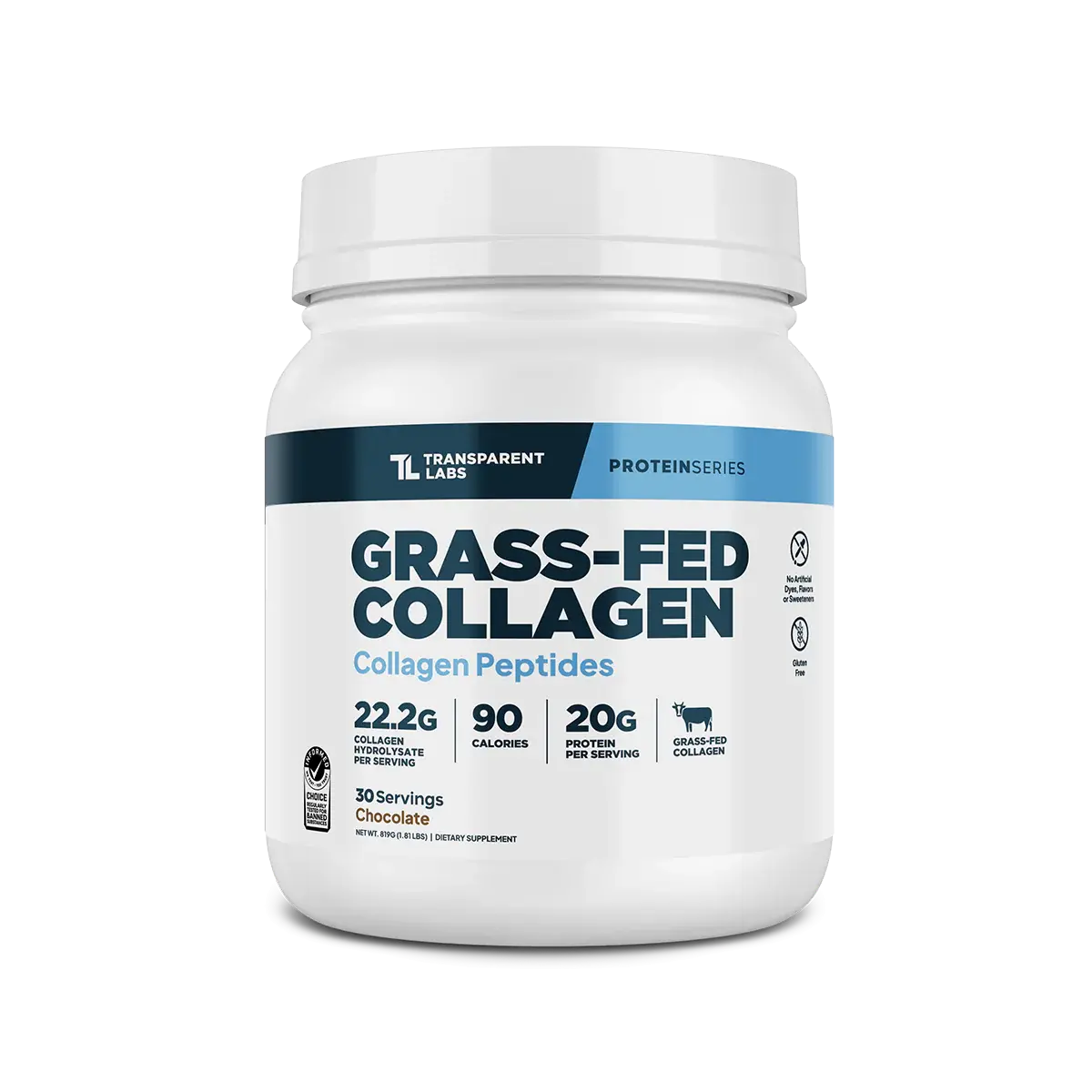 Transparent Labs Grass-Fed Collagen Powder - 22.2g Hydrolysate Peptides, Naturally Sourced Collagen, Gluten-Free Adult Healthy Aging Dietary Supplement, No Artificial Sweeteners/Colors, for Coffee, Tea