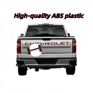 3D tailgate letters emblem Compatible with 2019 2020 2021 2022 2023 2024 2025 Chevrolet Silverado TailgateAccessories Strong Adhesive Back Weatherproof ABS Decals Gloss Black with Red Outline Truck Sticker