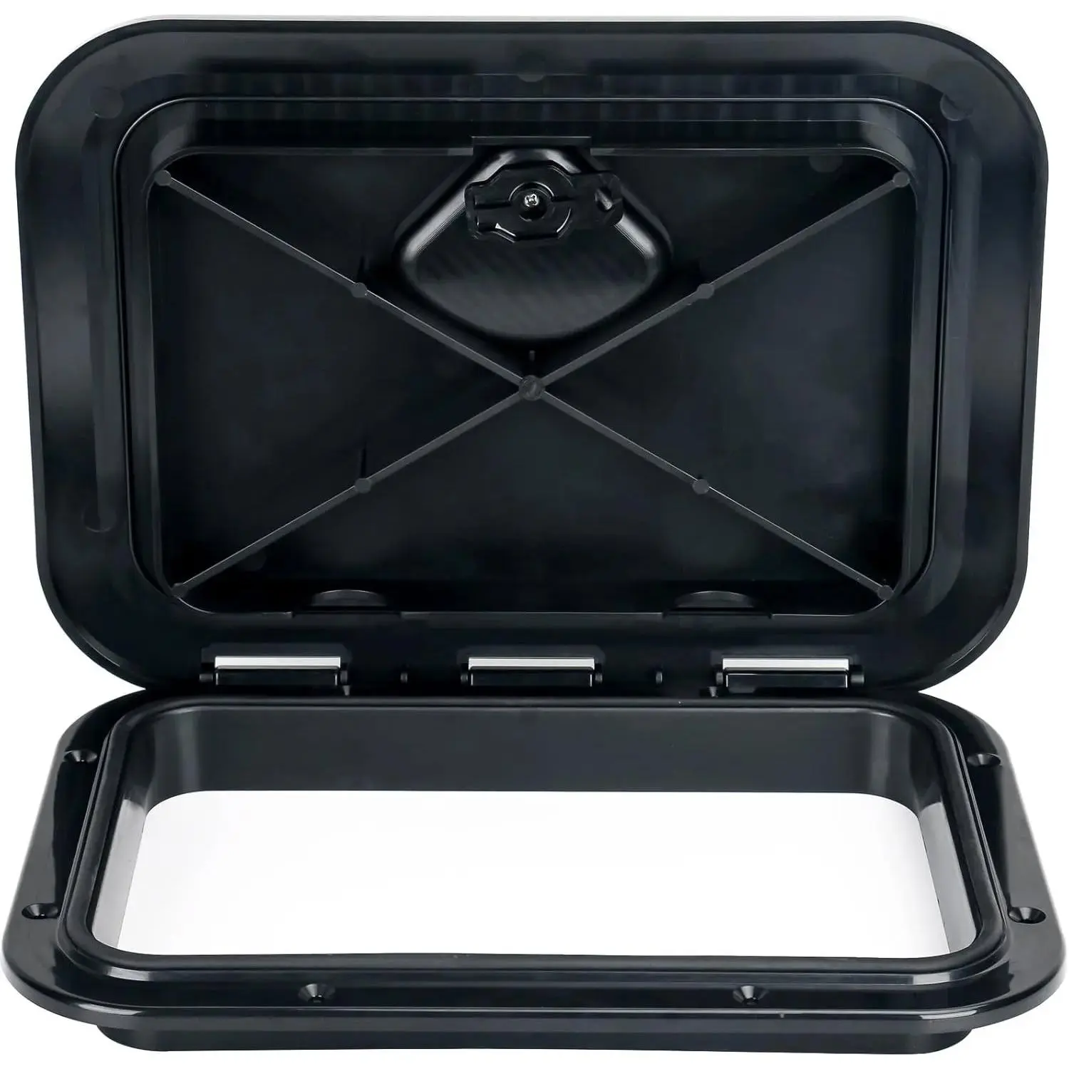 smartmarine Marine Deck Access Hatch 14" Black/White Rectangle Boat Hatch & Lid,Boat Deck Hatch Lids Vehicle Cover Yachts Watercraft