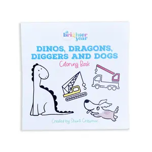 Dinos Dragons Diggers & Dogs Mini Coloring Book, A Brighter Year, Adult Coloring Book, simple, bold colouringbooks for grownups coloringbook aesthetic