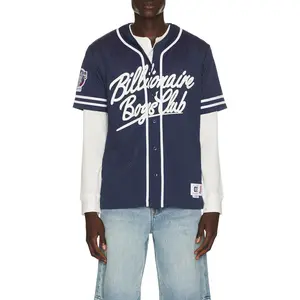 Billionaire Boys Club Big Chew Baseball Shirt in Blue Depths