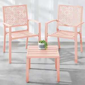 Best Choice Products 3-Piece Stackable Patio Bistro Set, Outdoor Chat Furniture w/ 2 Chairs, Table