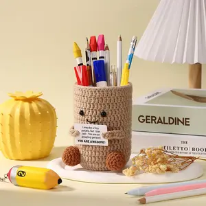 Cute Crochet Potato Pen Holder Organizer, Positive Affirmation Card, Desk Decor, Cute Desk Accessories, Makeup Brush Container, Office School Gift