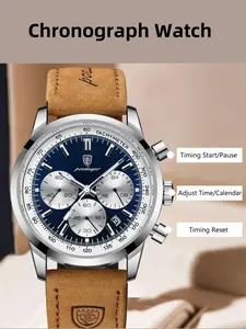 Men's Business Fashion Elegant Round Dial Analog Quartz Stainless Steel Watch, Waterproof & Luminous Watch for Party, Daily Clothing Decor, Exquisite Watch As Gift without Box, Business Fashion Watches