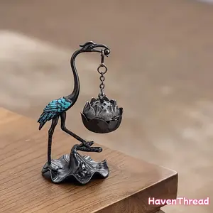 Elegant Small Crane Hanging Lotus-Shaped Incense Holder - 1pc Home Fragrance Decoration, Ambiance Incense Holder for Holiday Gifting (Christmas, Mother's Day), Incense Incense Holders