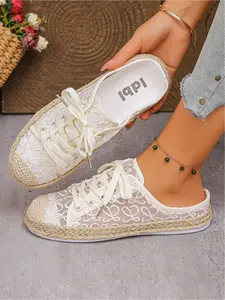 Women's Embroidered Mesh Fisherman Slippers, Thick Sole Half Slipper, Comfortable Casual Outdoor Lazy Shoes, New Arrival 2026