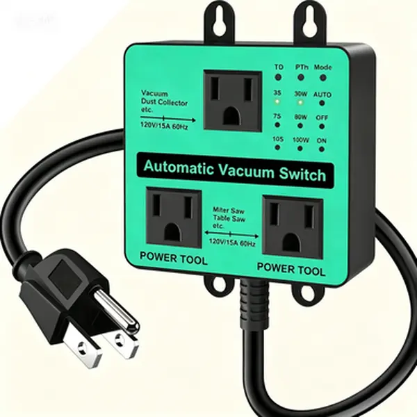 Programmable Vacuum Control Switch, Customizable Delay Timer for Dust Collector, Adjustable Power Tool Trigger with Overload Protection, Automatic Sensor for Shop Vac, Tripping Prevention and Safety Cutoff