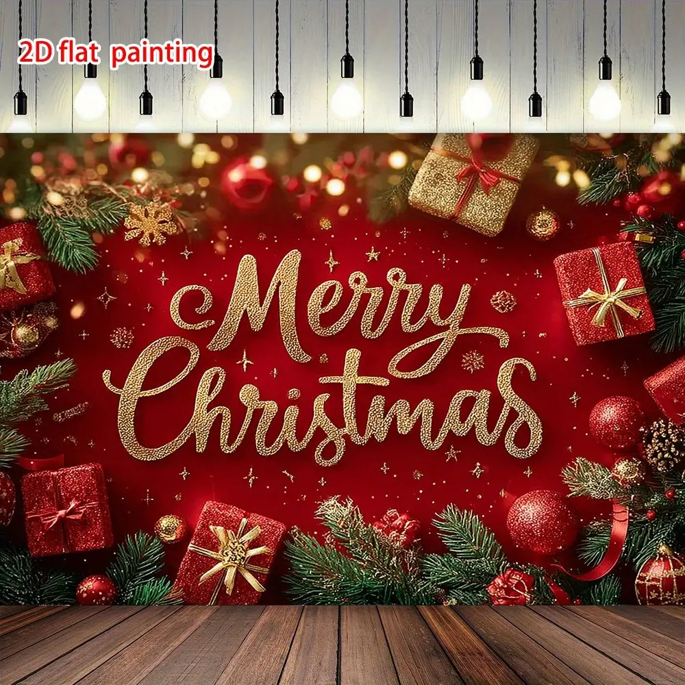 Light Polyester Christmas Party Background Banner - Festive Party Supplies, Birthday Table Decor Backdrop, Photo Booth Prop, Indoor-Outdoor Decoration