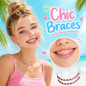 Fake Braces - Fashionable Temporary Tooth Decorations with Metal Wires, Brackets, and High-Quality Orthodontic Ligature Ties