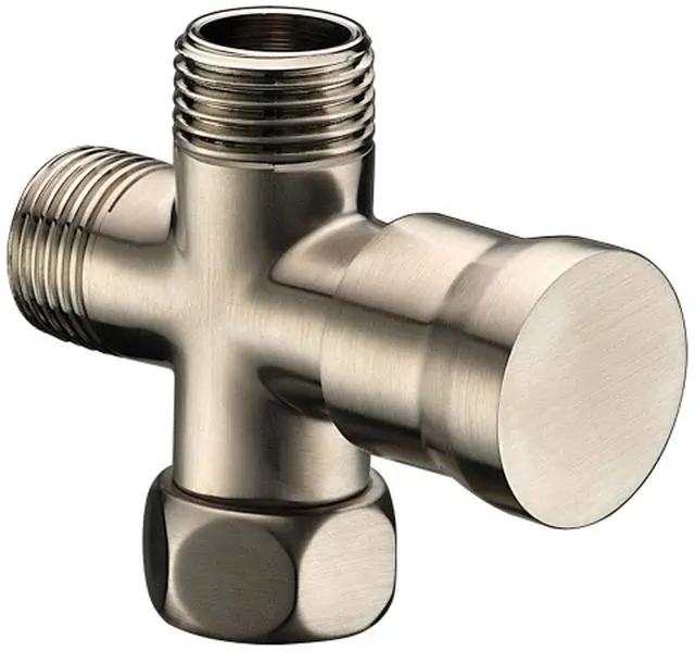 Brushed Nickel Push-Pull Diverter Valve - Premium Material Water Control Fixture for Bathroom Shower Systems, Compatible with Brushed Nickel Showerheads & Handheld Showers