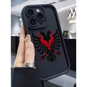 Fierce Animals 1pc Black & Red Firebird Pattern Matte Finish Shockproof TPU Fashionable Phone Protective Case, Suitable For IPhone17/IPhone17 Air/IPhone17 Pro/IPhone17 Pro Max/16 Pro Max/15 Pro Max/14 Pro Max/13 Pro Max/12 Pro Max/11 Pro Max