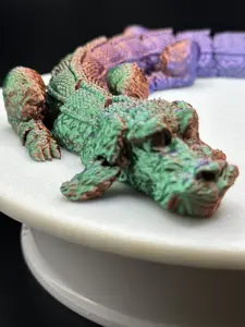 Articulated Falkor the Luck Dragon Figurine - 80’s The NeverEnding Story Collectible, Tri-Color Silk Green-Purple-Copper Customizable Home Decor Statue, Display-Worthy Gift Item