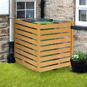 MOPHOTO Air Conditioner Fence 2-Panel Pool Equipment Enclosure 48" W x 48" H Outdoor Privacy Screens with Metal Stakes Wood Trash Can Fence