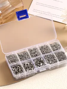 850 Piece Box 304 Stainless Steel 18k Gold Plated Jewelry Making Set, DIY Pendant Craft Materials, Casual Style, All Seasons, Jewelry Making Tools